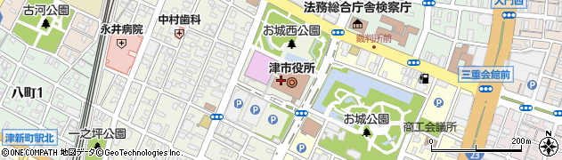津市役所議会　事務局議員会派控室公明党議員団周辺の地図