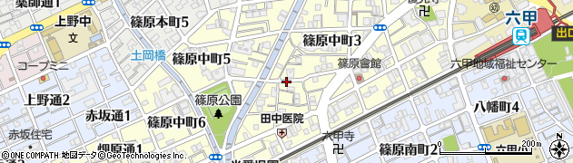 兵庫県神戸市灘区篠原中町周辺の地図