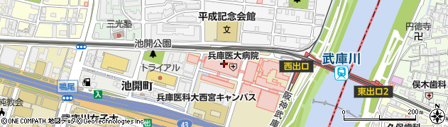 兵庫県西宮市武庫川町1周辺の地図