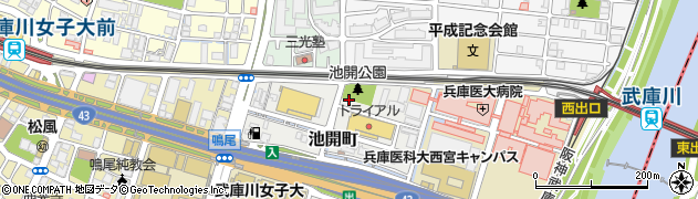 兵庫県西宮市池開町周辺の地図