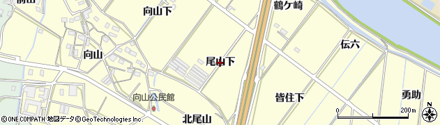 愛知県豊橋市船渡町（尾山下）周辺の地図