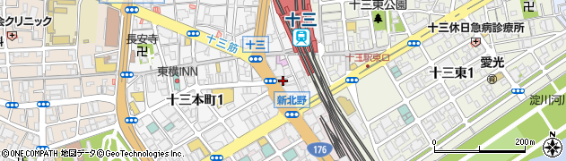 株式会社新日本警備保障　大阪北営業所周辺の地図