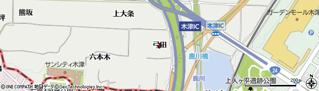 京都府木津川市市坂（弓田）周辺の地図