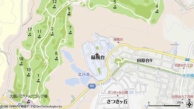 〒575-0016 大阪府四條畷市緑風台の地図