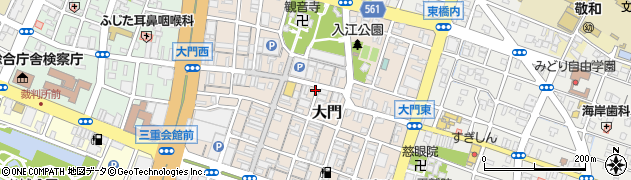 三重県津市大門周辺の地図