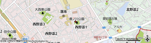 鹿ノ川公園トイレ周辺の地図