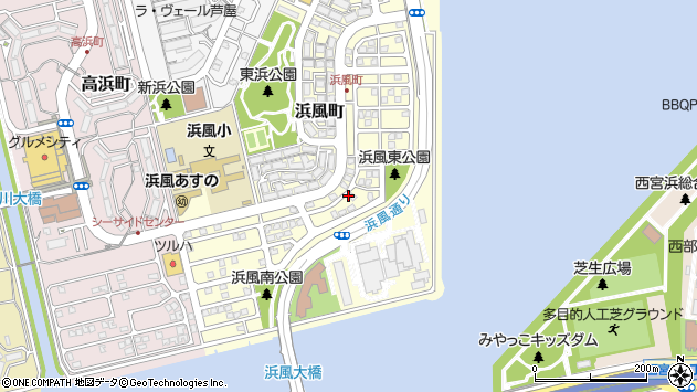 〒659-0032 兵庫県芦屋市浜風町の地図