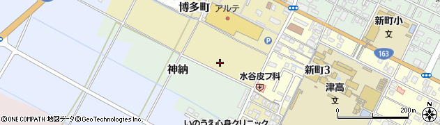 三重県津市博多町周辺の地図