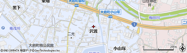 愛知県豊橋市大岩町（沢渡）周辺の地図