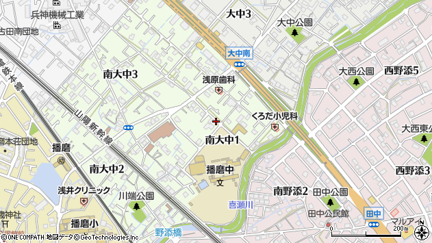 〒675-0147 兵庫県加古郡播磨町南大中の地図