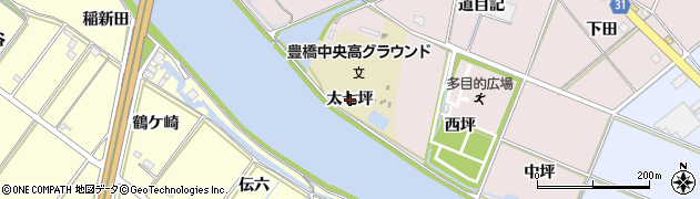 愛知県豊橋市大山町（太七坪）周辺の地図