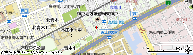 兵庫県神戸市東灘区深江本町4丁目3-25周辺の地図