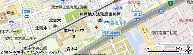 兵庫県神戸市東灘区深江本町4丁目3周辺の地図