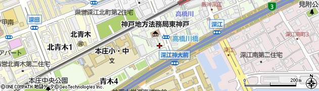 兵庫県神戸市東灘区深江本町4丁目3-2周辺の地図