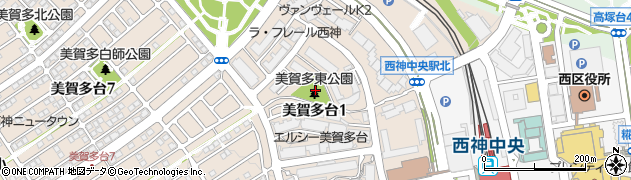 美賀多東公園周辺の地図