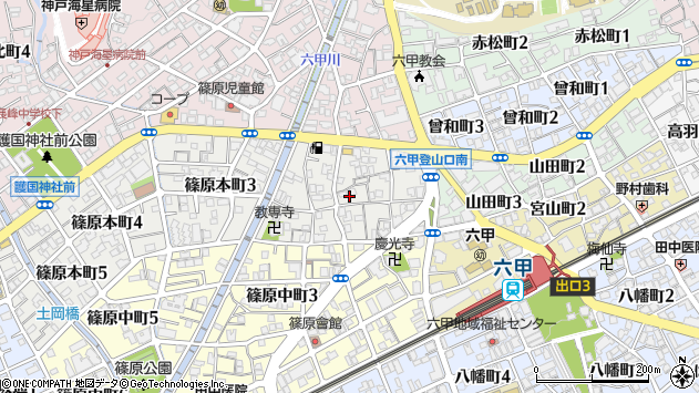 〒657-0067 兵庫県神戸市灘区篠原本町の地図