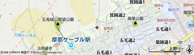 兵庫県神戸市灘区箕岡通周辺の地図