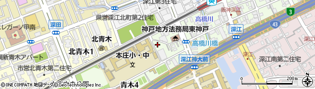 兵庫県神戸市東灘区深江本町4丁目周辺の地図