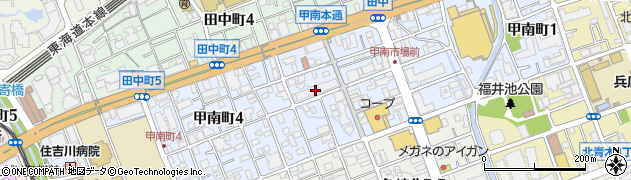 兵庫県神戸市東灘区甲南町周辺の地図