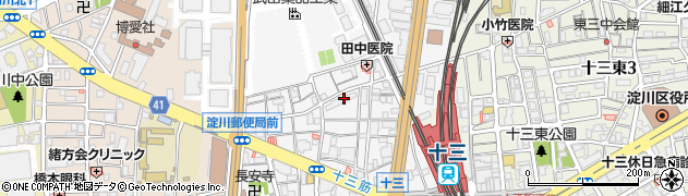 大阪府大阪市淀川区十三本町周辺の地図