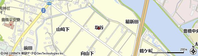愛知県豊橋市船渡町（塩谷）周辺の地図
