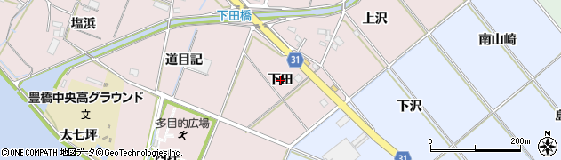 愛知県豊橋市駒形町（下田）周辺の地図