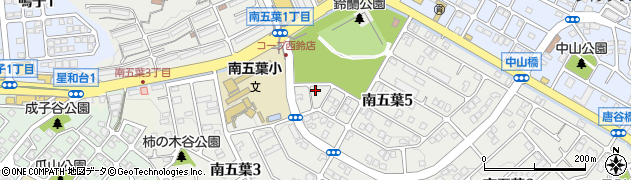 兵庫県神戸市北区南五葉周辺の地図