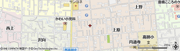 愛知県豊橋市上野町上原16周辺の地図