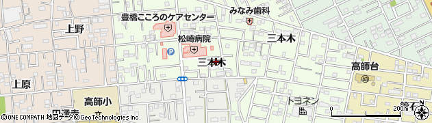 愛知県豊橋市三本木町三本木7周辺の地図