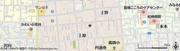 愛知県豊橋市上野町上原111周辺の地図