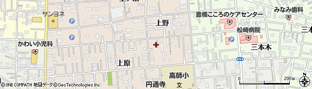 愛知県豊橋市上野町上原122周辺の地図