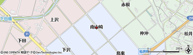 愛知県豊橋市磯辺下地町（南山崎）周辺の地図