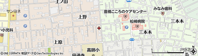 愛知県豊橋市上野町上原136周辺の地図