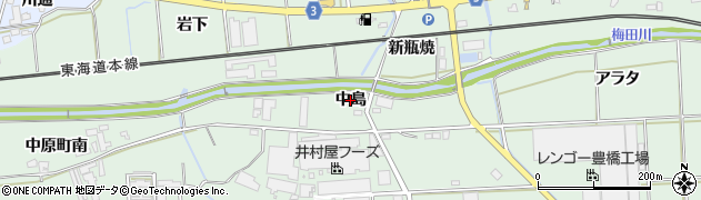 愛知県豊橋市中原町（中島）周辺の地図