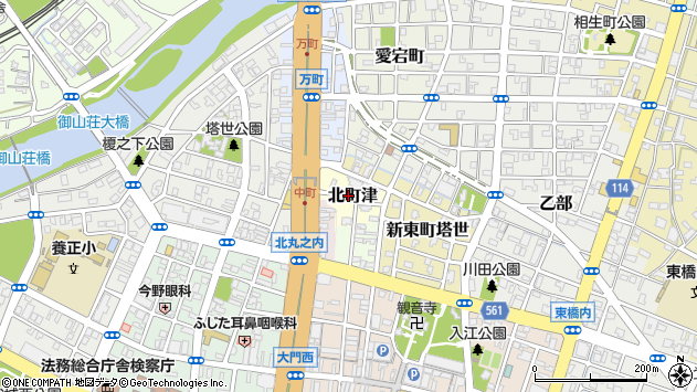 〒514-0023 三重県津市北町津の地図
