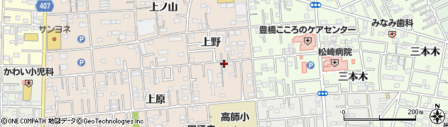 愛知県豊橋市上野町上原127周辺の地図
