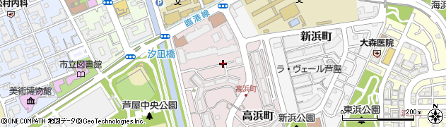 兵庫県芦屋市高浜町周辺の地図