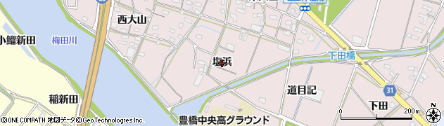 愛知県豊橋市大山町（塩浜）周辺の地図