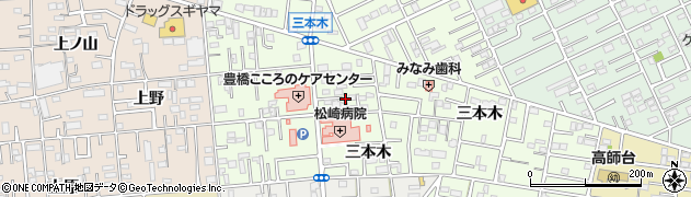 愛知県豊橋市三本木町（元三本木）周辺の地図