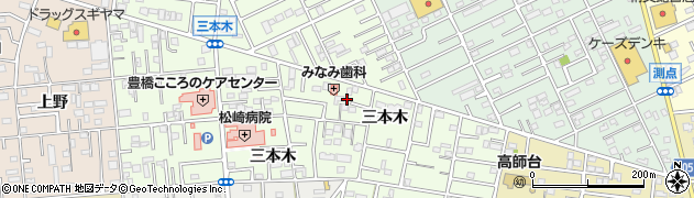 愛知県豊橋市三本木町三本木104周辺の地図