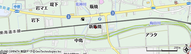 愛知県豊橋市中原町新瓶焼周辺の地図