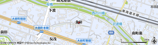愛知県豊橋市大岩町北田周辺の地図