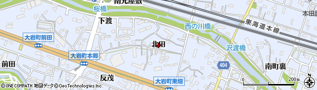 愛知県豊橋市大岩町（北田）周辺の地図
