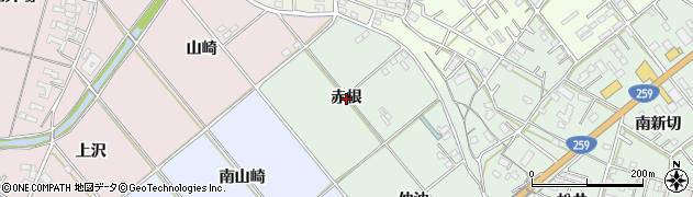愛知県豊橋市松井町（赤根）周辺の地図
