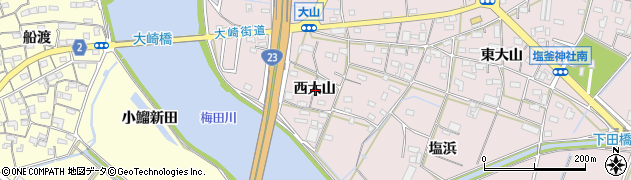 愛知県豊橋市大山町西大山周辺の地図