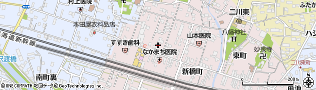 愛知県豊橋市二川町（中町）周辺の地図