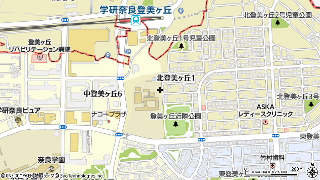 〒631-0001 奈良県奈良市北登美ヶ丘の地図