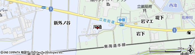 愛知県豊橋市雲谷町（川通）周辺の地図