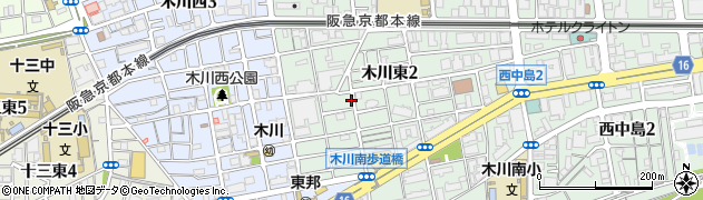 akippa木川東2丁目第2駐車場周辺の地図