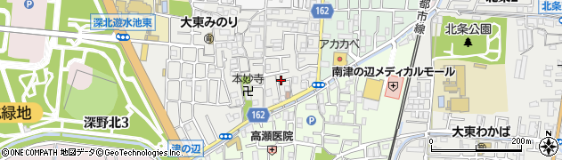 大阪府大東市津の辺町20周辺の地図